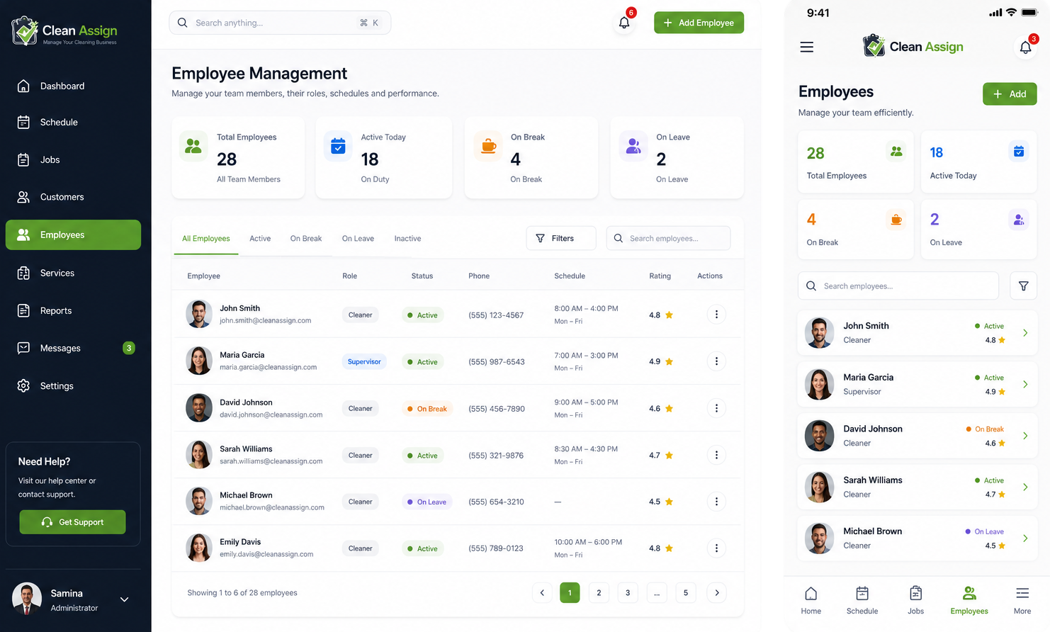 Clean Assign Employee Management Dashboard